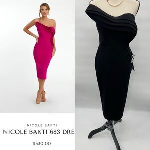 Nicole Bakti Black Strapless Evening Dress size 6 style 683